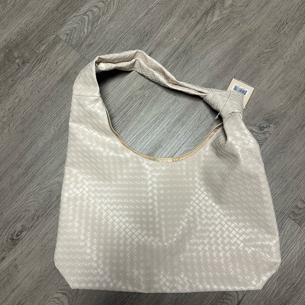 Ulta Beauty Cream Shoulder Bag with Textured Design